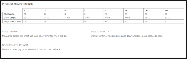Pullover Sizing Guide