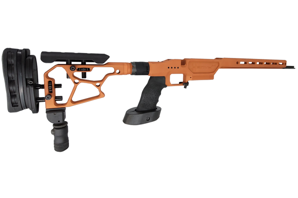 Monopod Rail Adapter attached to the buttstock of the chassis system