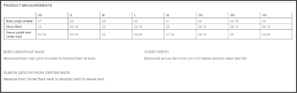 Sweatshirt Size Guide