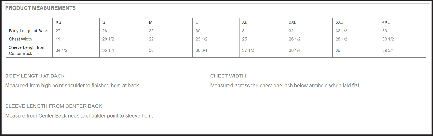 Sweatshirt Size Guide
